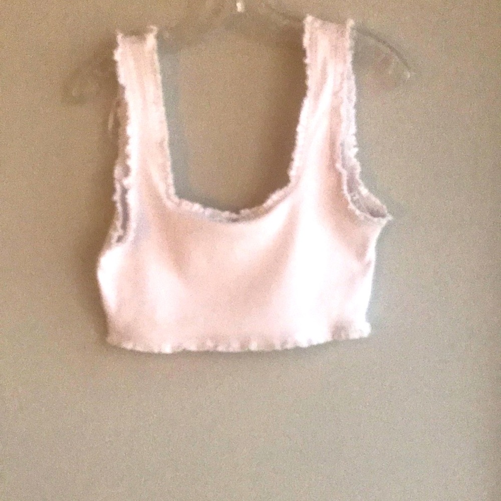 Zara Light Pink Ruffle-Neck Tank